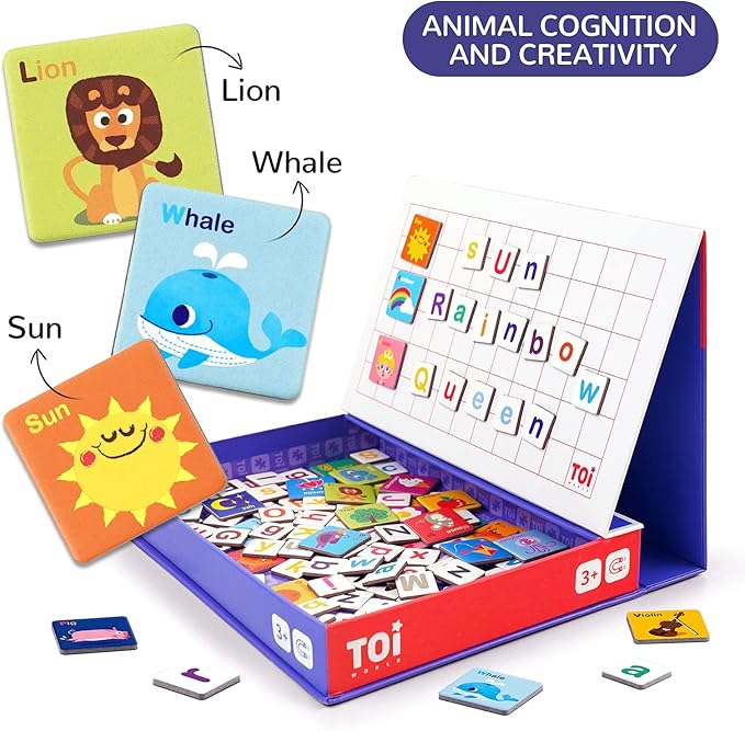 Toi Kids Magnet Toys Magnetic Jigsaw Puzzle Boxes with Game Board for Kids Ages 3-8, Preschool Tabletop Toy for Toddlers, Portable Travel Game, Alphabet
