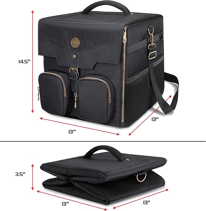 ENHANCE Board Game Shoulder Bag - Reinforced Board Game Storage with Padded Shoulder Strap and Accessories Pockets for Dice, Cards, More - Carrier Protects Tabletop Adventures