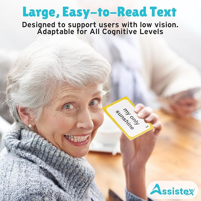 Assistex 2 in 1 Matching Memory Card Games for Seniors - Brain Game for Dementia Patients - Adult Memory Game for Seniors - Lyric and Idiom Cards for Alzheimer and Dementia Patients, 40 Cards Each