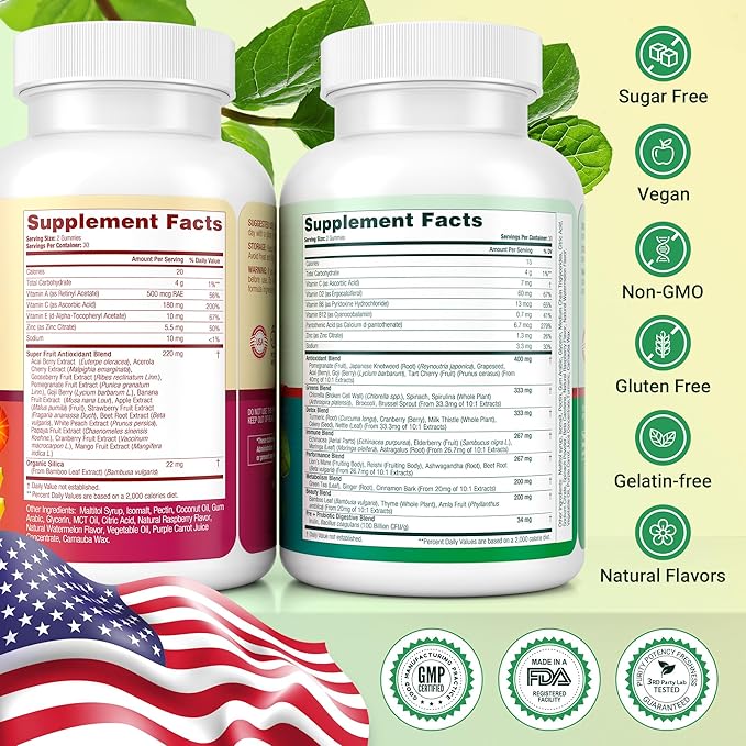 Everyday Debloat & Detox Sugar-Free Fruits and Veggies Gummies - Energy Support with Superfood Fruit and Vegetable Supplement (120 Chews) Cruelty-Free, Vegan, Gluten-Free, Fruit and Vegetable Vitamin