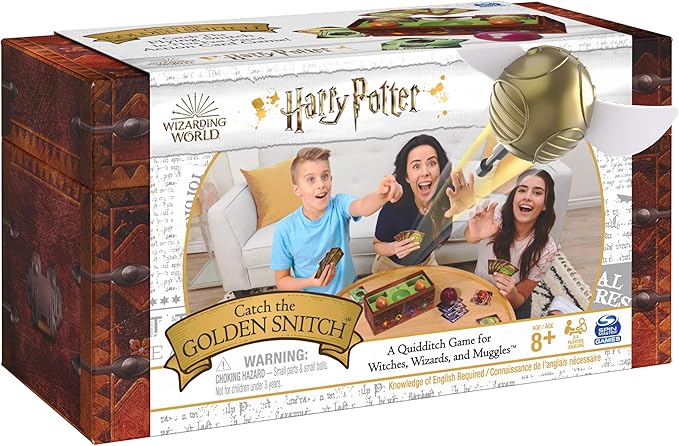 Harry Potter Catch The Golden Snitch, A Quidditch Board Game for Witches, Wizards and Muggles, Family Game Ages 8 & up