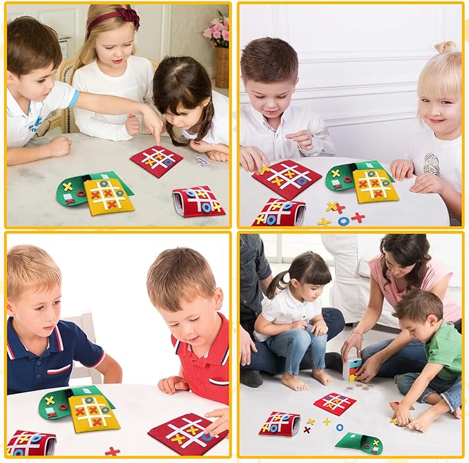48 PCS Tic Tac Toe Board Game,Foam Tic-Tac-Toe Mini Board Game for Kids Family Classic Educational Toys Indoor Party Game Birthday Party 5"x5"
