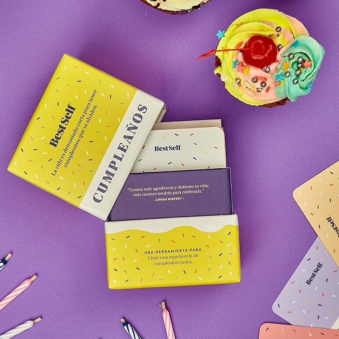 BestSelf Co. Baraja Cumpleaños – 75 Conversation Cards & Activities for Unforgettable Birthday Celebrations | Fun, Meaningful, and Engaging Party Game for Friends, Couples, Family | Spanish Version