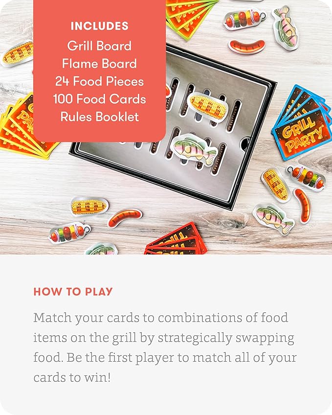 SimplyFun Grill Party - A BBQ Algebra Game for 3rd Grade Math - Engaging and Educational Math Games for Kids Ages 8-12 - 2 to 5 Players - Ages 8 & Up