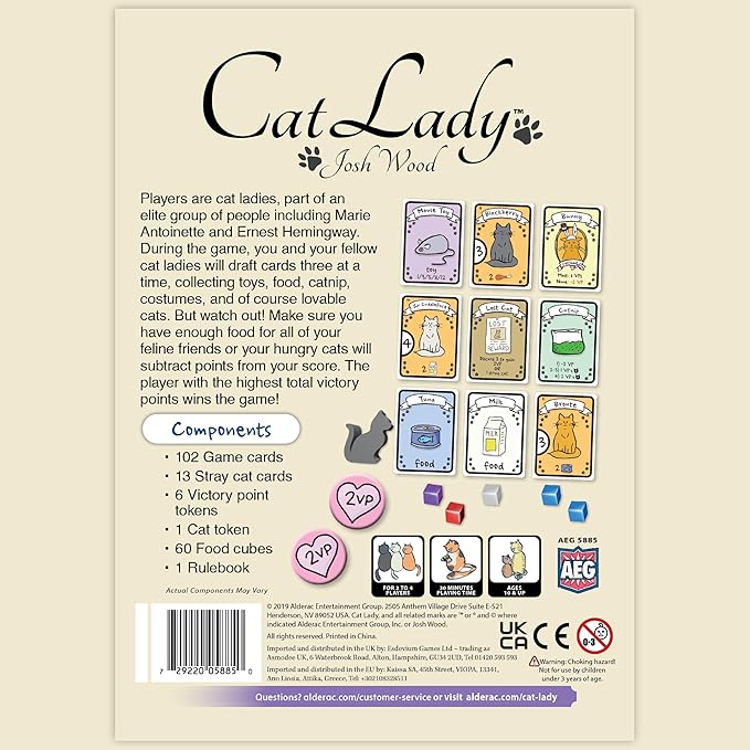 AEG Cat Lady Board Game | Collect Toys and Rescue Cats | Family Card Drafting Game for 2-4 Players | Ages 10+ | Easy to Learn & Plays in 30 Minutes