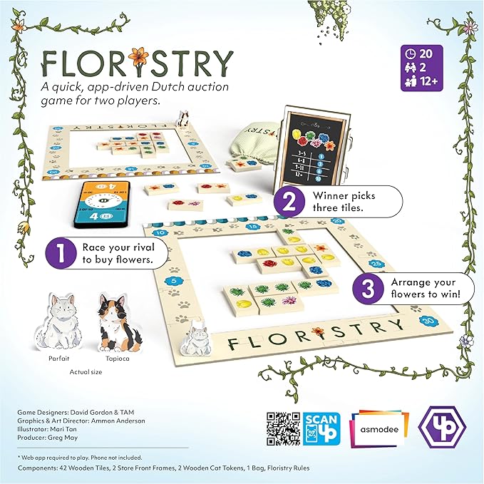 Floristry Board Game - Competitive Flower Auction & Storefront Design! Creative Strategy Game, Fun Family Game for Kids & Adults, Ages 10+, 2+ Players, 30 Min Playtime, Made by UP Games