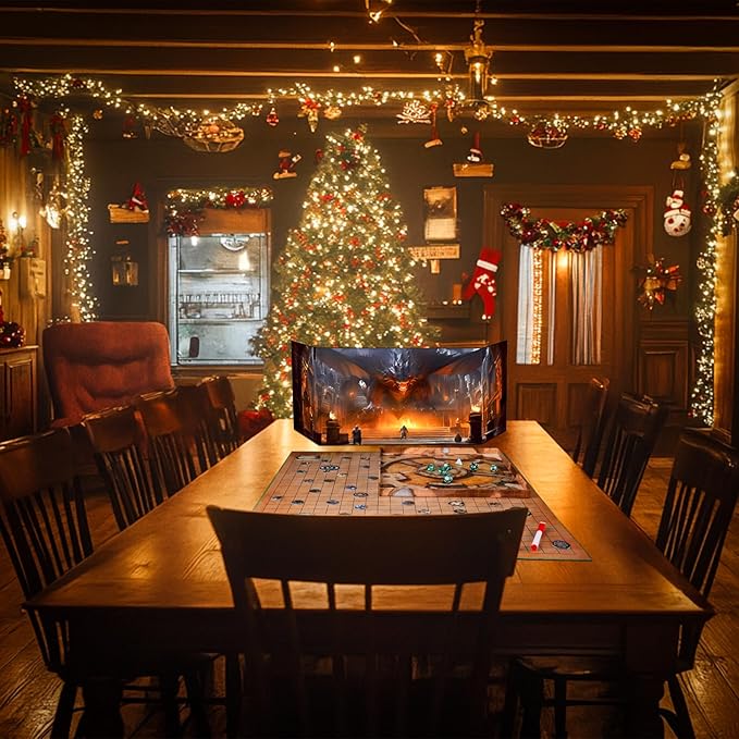 CZYY Foldable Battle Mat with DM Screen, Game Tokens, Dice Set, Markers - 2-Sided Wet & Dry Erase Terrain, Ultimate DND Starter Set, Accessories, Gift for Dungeon Master & Player