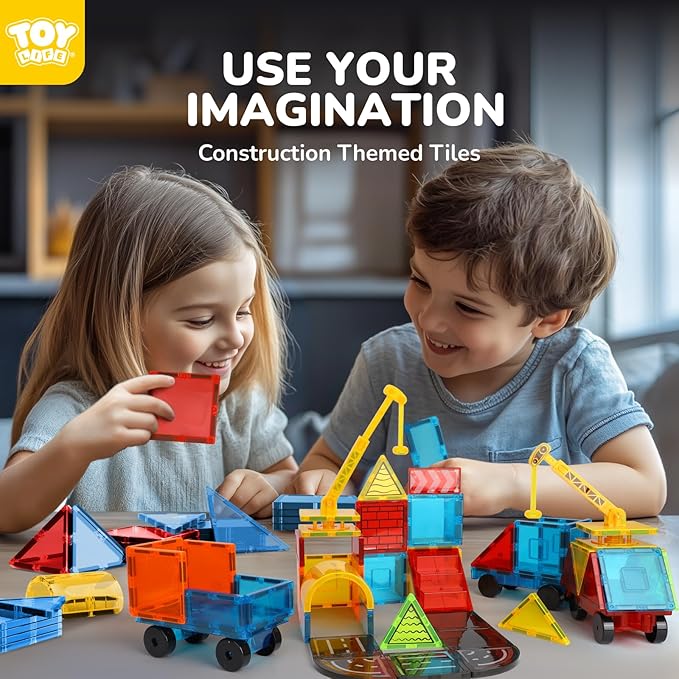TOY Life Magnetic Tiles for Kids Ages 3-5, 80Pcs Magnet Building Toys for Kid Age 4-8, Construction Buildiing Tile for Toddler 1-3, Kids Preschool Toys