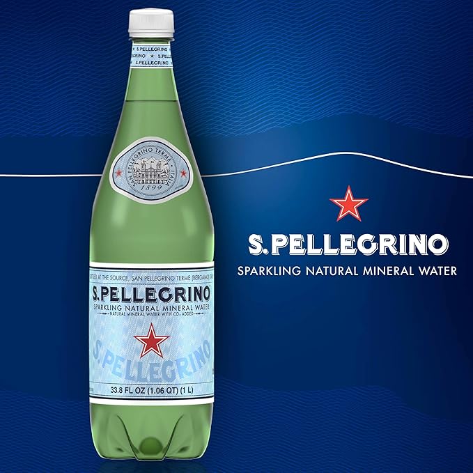 S.Pellegrino Sparkling Natural Mineral Water, 33.8 fl oz. Plastic Bottles (Pack of 12)