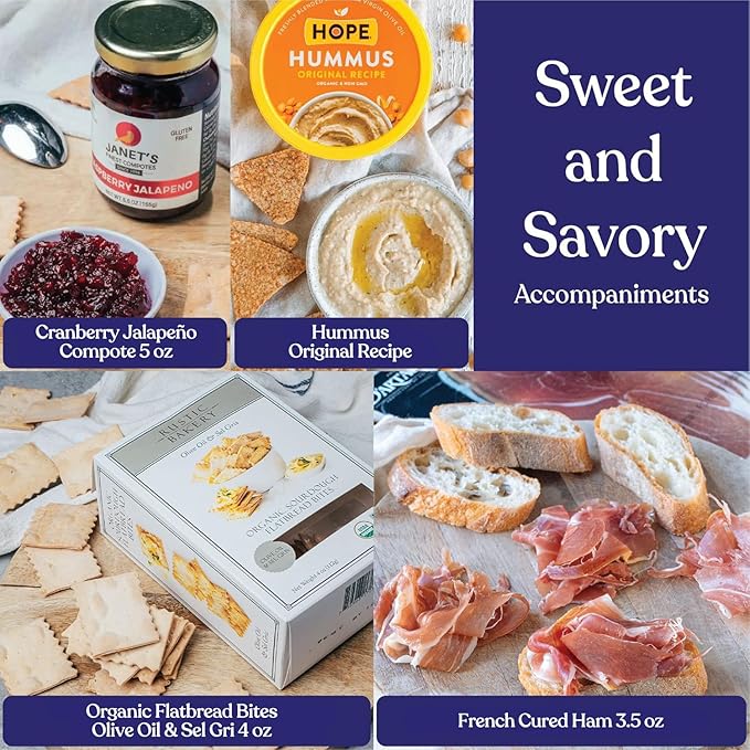 The Cheese Lover Shop Holiday Gift Box Party of 12, Cheese Platter with 7 Gourmet Cheeses with 4 Accompaniments, Cheese Sampler Gift Set