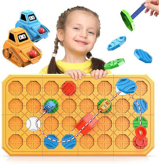 Logic Road Builder Games Toys: STEM Toys for 4 Year Old Kids Montessori Board Game Brain Teaser Puzzles Preschool Learning Activities Educational Toy for Toddler Ages 3 5 6 7 8-12 Boys Girls Gifts