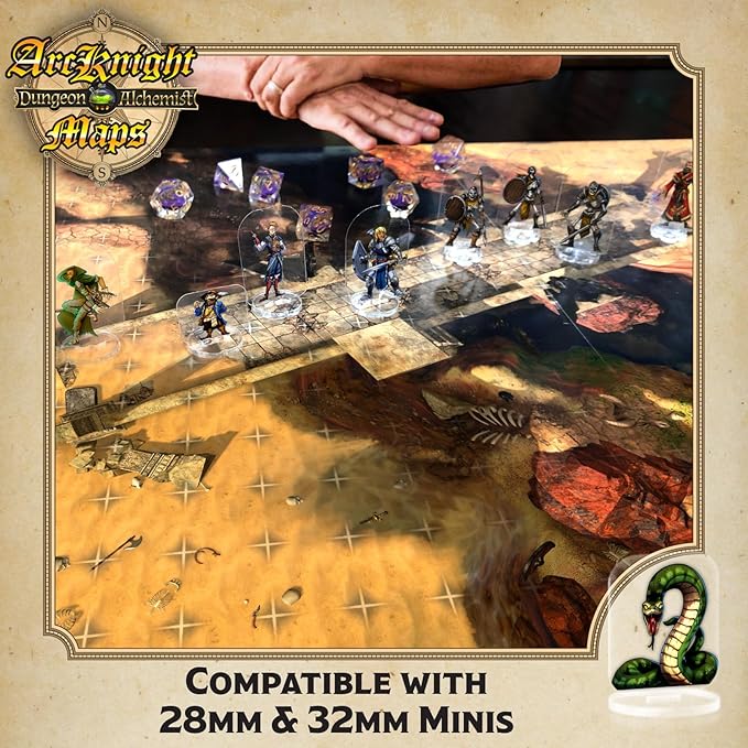 Arcknight Desert Adventures Roleplaying D&D Battlemaps; 16 Modular RPG Maps in 8 Double-Sided Pages, 1" Square Grid, Modular & Versatile Design for Tabletop Gaming - for Dungeons & Dragons & More