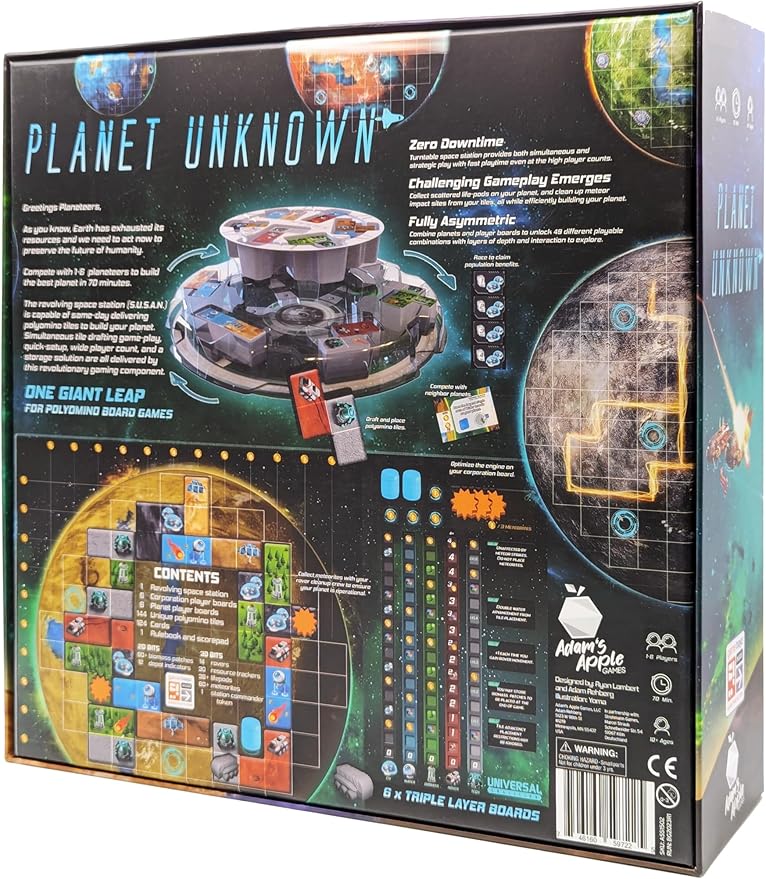 Adam's Apple Games Planet Unknown - Strategy Board Game, for 1 to 6 Players, Ages 10+