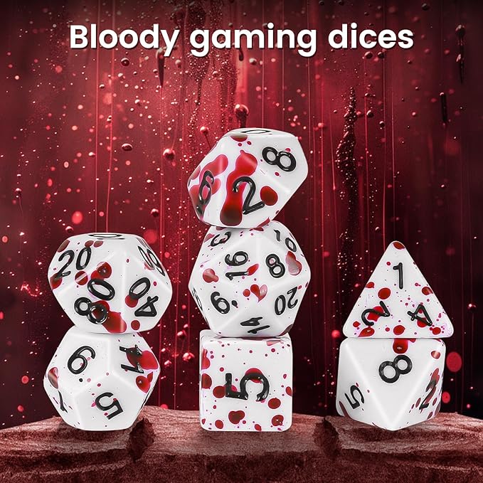 OriCraft Vampire Dices D20 Red Dot Dice DND Dice Set Realistic Halloween D20 Splatter Dices Polyhedral Role Playing Game Dice Dungeons and Dragons Dice