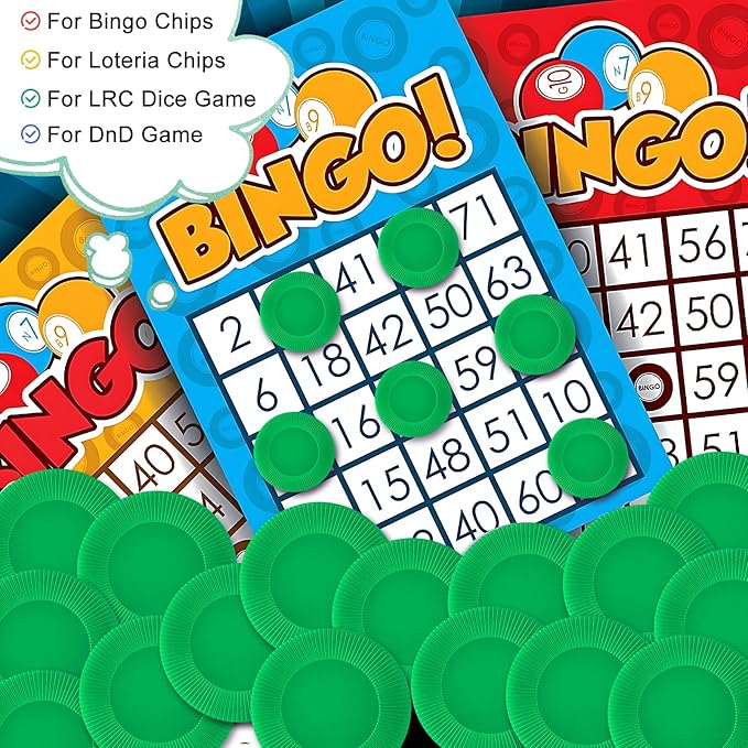 Coopay 1000 Pieces Plastic Poker Chips, Bingo Chips Bulk Learning Counters Disks Poker Card Game, Counting Markers for Math Practice, Game Tokens and Teaching Rewards, 25 mm/ 1 Inch (Green)