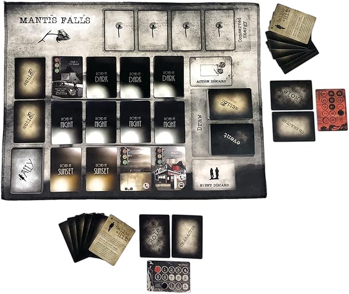 Mantis Falls Board Game | Hidden Traitor Strategy Card Game for 2-3 Players | Sometimes Cooperative Adventure Game for Adults and Teens | Ages 14+ | Playtime 60-90 Minutes | by Distant Rabbit Games