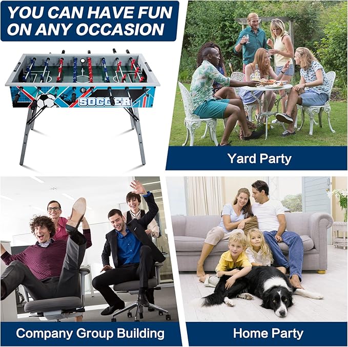48in Foosball Table, Competition Sized Soccer Table w/ 2 Balls, 2 Cup Holders 2x4ft for Kids, Adults, Suit for 4 Players, Football Table for Home, Game Room, Arcade