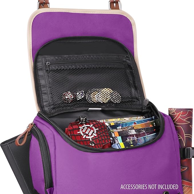 ENHANCE Designer Edition TCG Backpack - MTG Deck Bag Card Binder Space, TCG Deck Box Storage, MTG Playmat Holder - Card Storage Compatible with Magic the Gathering, Pokemon, Lorcana (Canvas Purple)