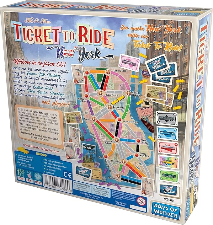 Ticket to Ride New York Board Game - Train Route-Building Strategy Game, Fun Family Game for Kids & Adults, Ages 8+, 2-4 Players, 10-15 Minute Playtime, Made by Days of Wonder