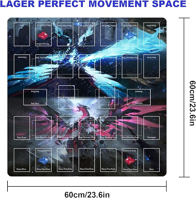 Card Rubber Mat - 2 Player, Square playmat for Gamer 60x60cm/23.6x23.6inch