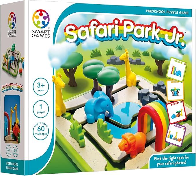 SmartGames Safari Park Jr. Preschool Puzzle Game with 60 Challenges for Ages 3 and Up