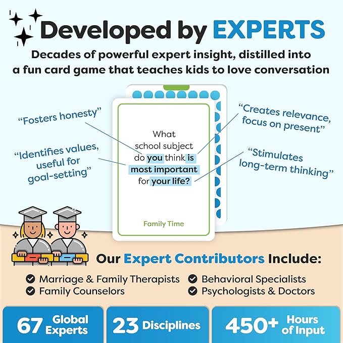 200 Family Conversation Cards - Put Down The Phones & Connect with Family - Get to Know Each Other Better with Meaningful Talk - Let Kids Express Themselves, Great for Dinner Table & Road Trips