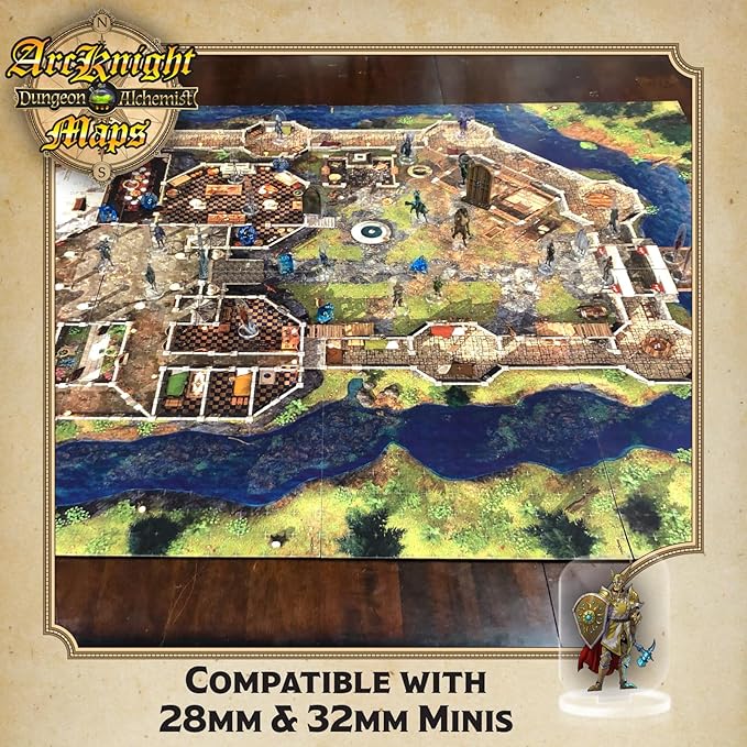 Arcknight The Noble's Keep Roleplaying D&D Battle Map; 16 Modular RPG Maps in 8 Double-Sided Pages, 1" Square Grid, Modular & Versatile DnD Map for ttrpg Gaming - for Dungeons & Dragons, Pathfinder