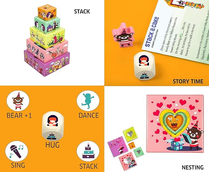 Chalk and Chuckles Stack a Cake First Game for 3-6 Years. Stacking Board Game for Preschool Kids, Social Emotional Skills Development (Ages 2+), Educational Gifts for Toddlers