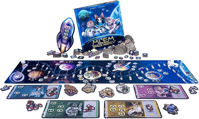 MLEM: Space Agency Board Game - Purrfect Catstronaut Adventures! Dice-Rolling Strategy Game, Fun Family Game for Kids and Adults, Ages 8+, 2-5 Players, 30-45 Minute Playtime, Made by Rebel Studio