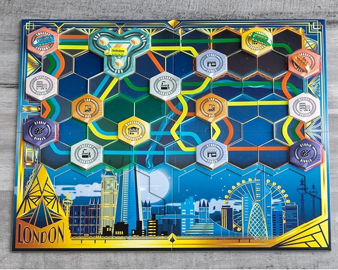 Maglev Maps Board Game, Strategy Board Game for Adults and Family, Tile Laying, Engine Building, Fun Pick Up and Deliver Gameplay, Futuristic Theme