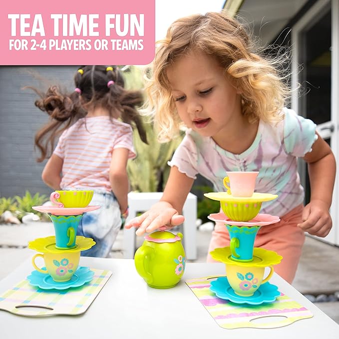 Educational Insights Teacup Pile-Up! Relay Game, Preschool Board Game, Easter Basket Stuffers for Kids, Gift for Kids Ages 4+