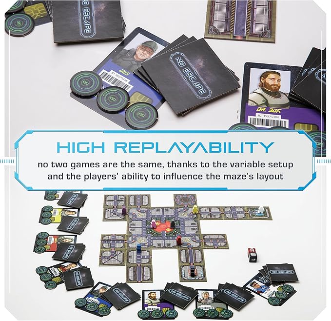 No Escape Board Game - Strategy Board Games for Adults, Family Games, Party Games. Unique Strategic Space Sabotage Traitor Maze Game with Tiles - Fun for Kids, Teenagers, Adults. 2 to 8 Players.