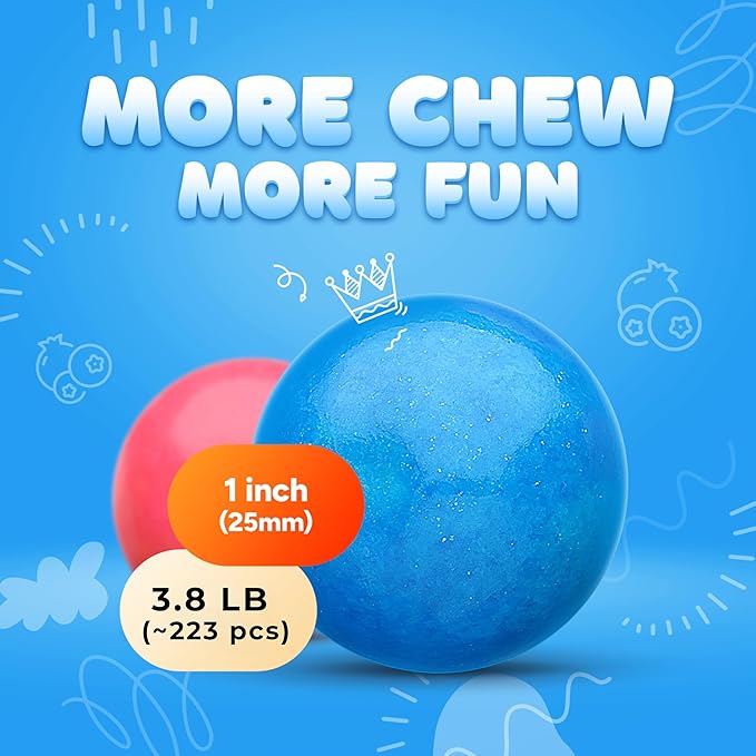 Gumballs for Gumball Machine - 1 Inch Large Gumballs - Assorted Fruit Flavored Bubble Gum for Kids - Sweet Gum Balls in Bulk 3.8 Lb