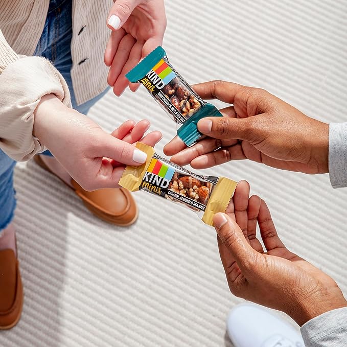 KIND Bar Minis, Variety Pack, Dark Chocolate Nuts and Sea Salt, Caramel Almond Sea Salt, Dark Chocolate Cherry Cashew Healthy Snacks, Gluten Free, Low Calorie Snacks, Low Sugar, 30 Count