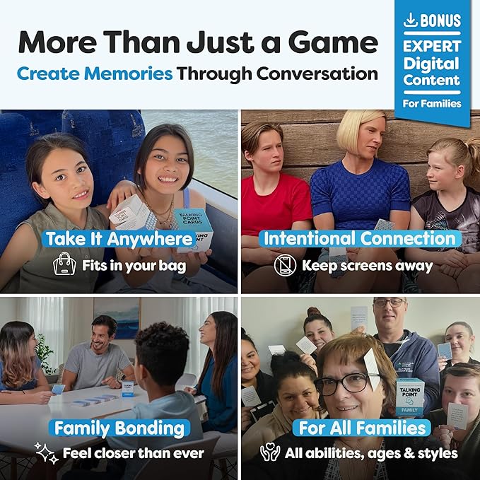 200 Family Conversation Cards - Put Down The Phones & Connect with Family - Get to Know Each Other Better with Meaningful Talk - Let Kids Express Themselves, Great for Dinner Table & Road Trips