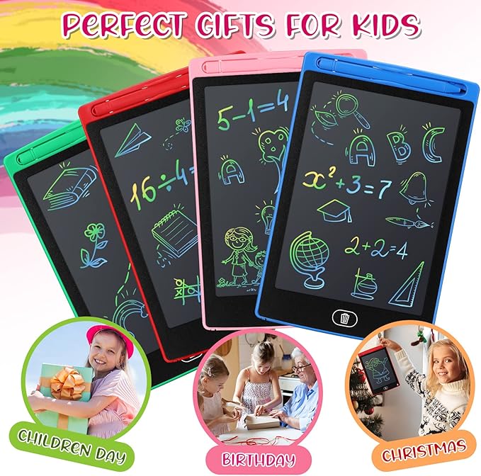 Zhehao 20 Pack LCD Writing Board for Kids, 8.5 Inches Doodle Board Reusable Board Screen Drawing Pad Erasable Painting Pads Educational Toy for 3-8 Years(Blue, Red, Green, Pink)