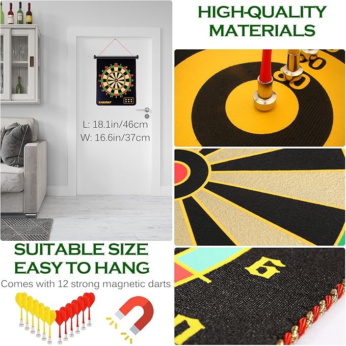 Magnetic Dart Board for Kids, Fun Toys Gifts for Boys 8 9 10 11 12 13 14 Years Old Teen Birthday Valentine Eater Christmas Stocking Stuffers Indoor Room Games, Magnet Dartboard Sets Double Sided