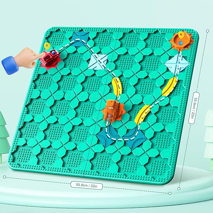 Road Builder Kids Logic Toys: Large Puzzle STEM Board Games, Educational Montessori Toys Birthday Gifts for Age 4-8 Year Old (Blue)