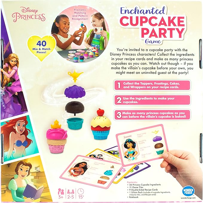 Wonder Forge Disney Princess Enchanted Cupcake Party Game - Exciting Matching Game | Fun for Kids & Adults | Ideal for Disney Princesses Enthusiasts | Two Game Modes | Gaming Experience