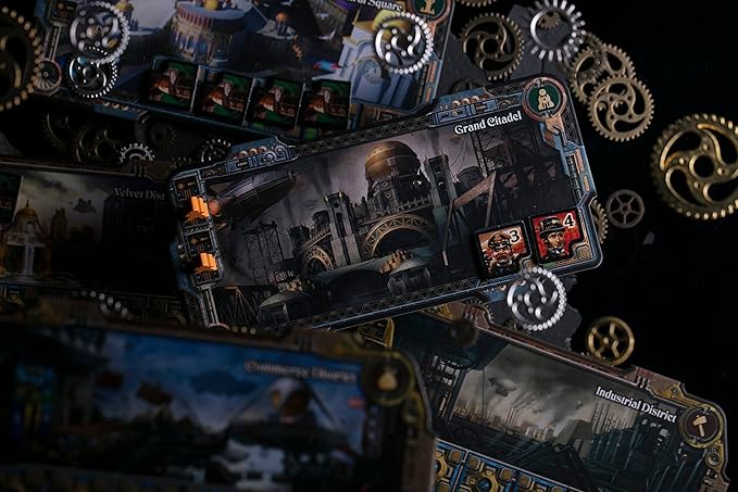 City of The Great Machine Board Game | 1-4 Players | Ages 14 and up | Steampunk | One-vs-Many | Hidden Movement | Cooperative & Solo | Average Playtime 45-90 min