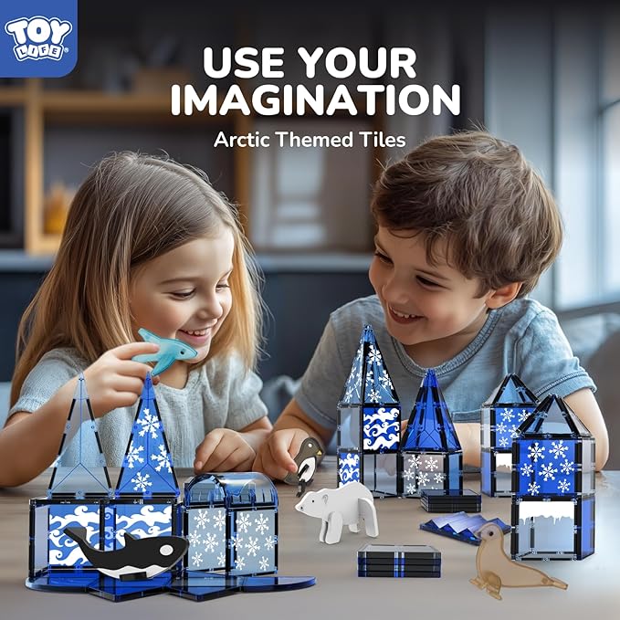 TOY Life Magnetic Tiles 56pcs Magnet Building Toys for Kids Ages 4-8, Magnetic Toys for Toddlers 3+, Magnet Tiles Educational Construction Toys, Magnetic Building Tiles Toddlers Christmas Toy Gift