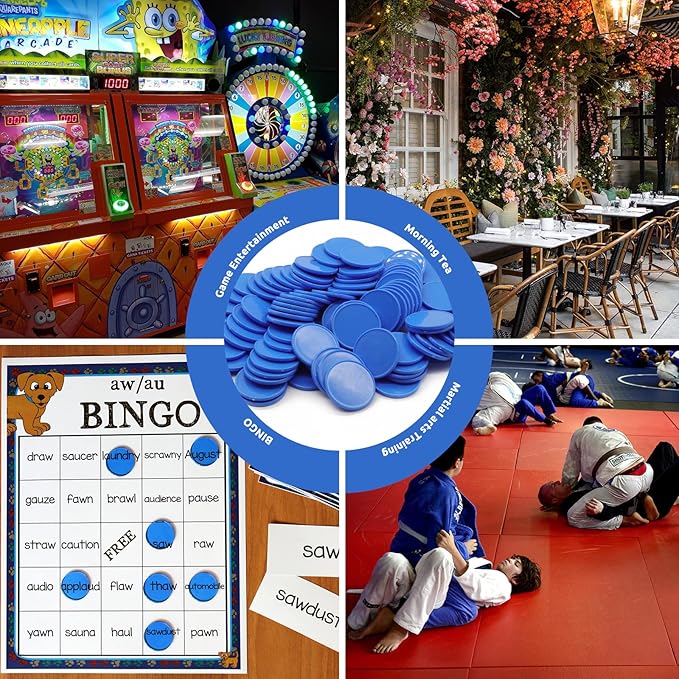 Set of 100 Opaque Plastic Learning Counters Mini Poker Chips Game Tokens with Storage Box (RoyalBlue, 1.26 Inch)