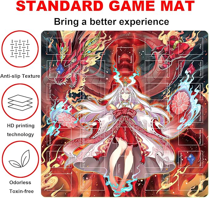 Card Rubber Mat - 2 Player, Square playmat for Gamer 60x60cm/23.6x23.6inch