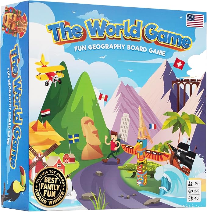 The World Game - Fun Geography Board Game - Educational Game for Kids & Adults - Cool Learning Gift Idea for Teenage Boys & Girls, 2-5 Players