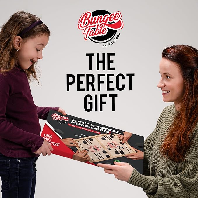 Fast Sling Puck Game - Test Your Speed and Accuracy with This Fast-Paced Wooden Air Hockey Board Game - Guaranteed Fun for Family Night or Friends Party