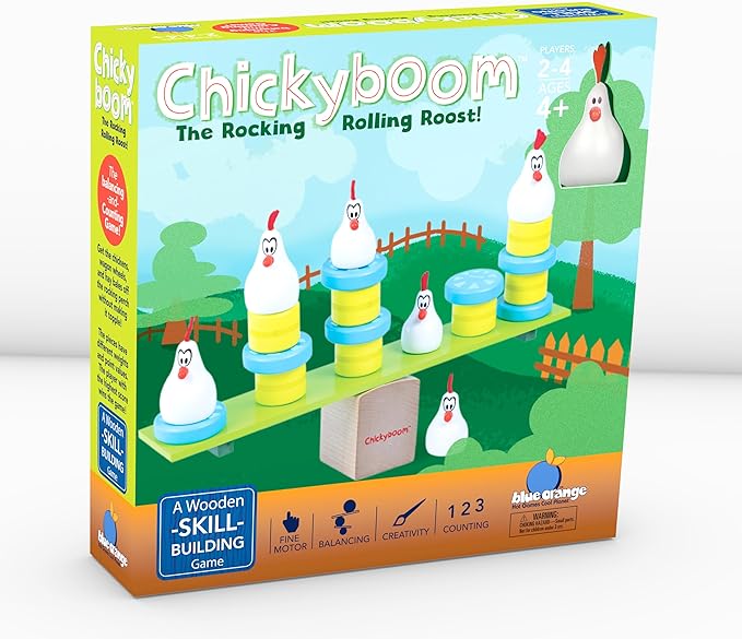 Tabletop Board Game, All Wooden, for Preschool Kids Adults Family, Award Winning Educational Skill Building, for Ages 4+, Chickyboom by Blue Orange