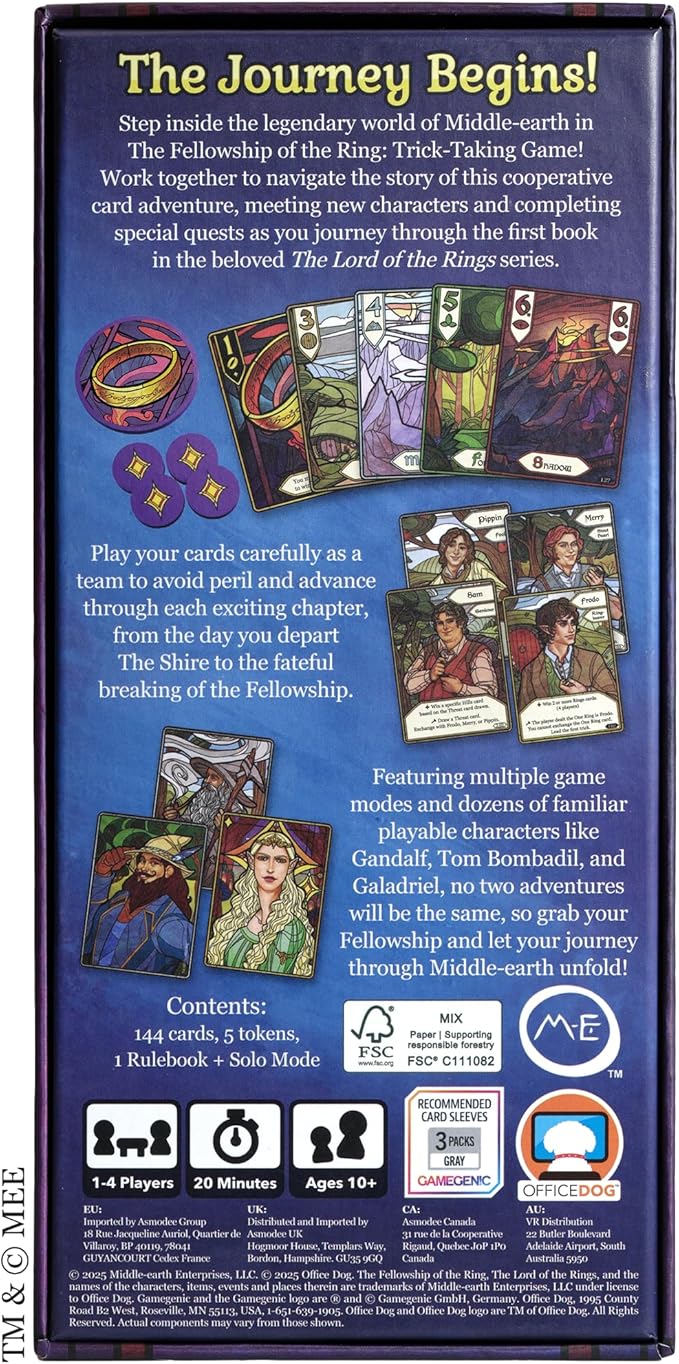 The Lord of The Rings The Fellowship of The Ring Trick-Taking Game - A Cooperative Card Adventure! Strategy Game for Kids & Adults, Ages 10+, 1-4 Players, 20 Minute Playtime, Made by Office Dog