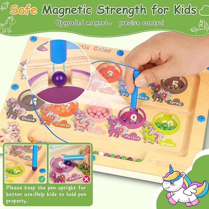 2 in 1 Double Side Magnetic Color and Number Maze, Magnetic Alphabet Board Aged 1-3 Toys, Montessori Magnet Puzzle Learning Counting Matching Gifts for Toddlers Kids Girls Boys 3 4 5 3-5 Year Old