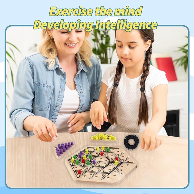 Chain Triangle Chess Game Wooden, Triggle Game for Kids and Adults, Multiplayer Puzzle Game, 2 to 4 Players