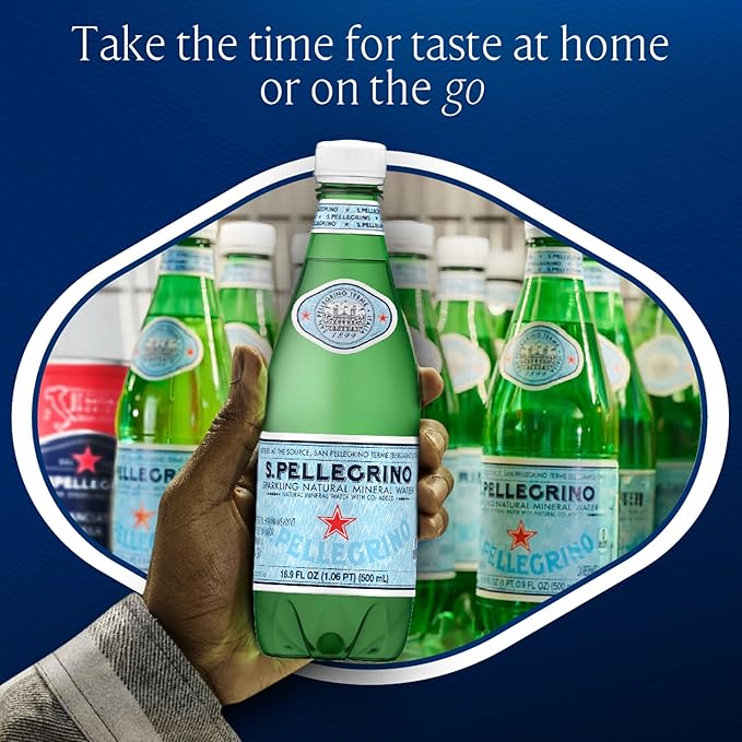S.Pellegrino Sparkling Natural Mineral Water, Plastic Bottles, 16.9 Fl Oz (Pack of 12)